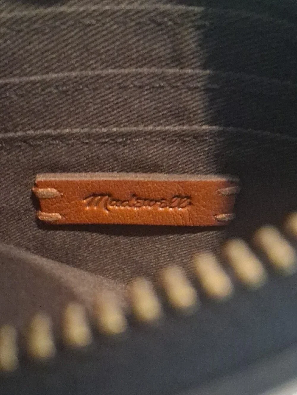 Madewell Tan Leather Logo Patch Wallet Interior